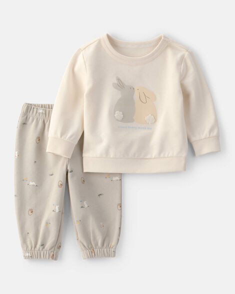 Carter's Baby Boys 2-Piece Easter Bunny French Terry Tee & Pant Set - Cream 3M Cream | Carter's Inc