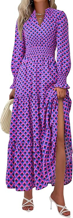 PRETTYGARDEN Women's Floral Maxi Dress 2026 Fall Long Sleeve V Neck A Line Long Flowy Spring Part... | Amazon (US)