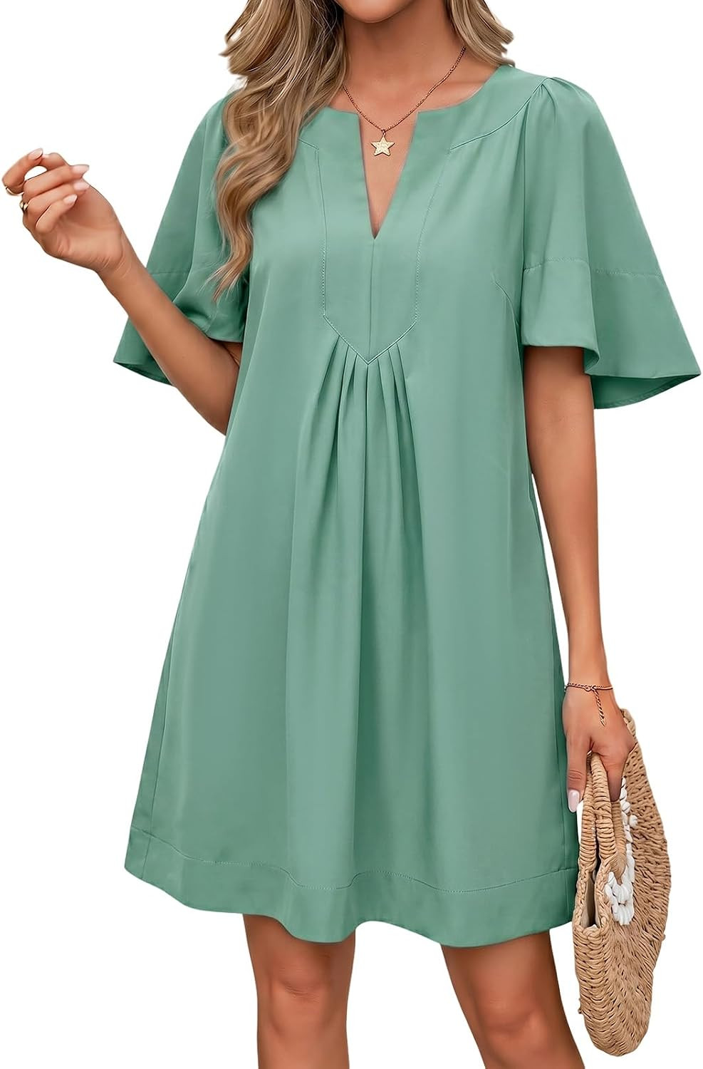 Wenrine Womens Shift Mini Dress Casual Short Sleeve Summer Dresses | Amazon (US)