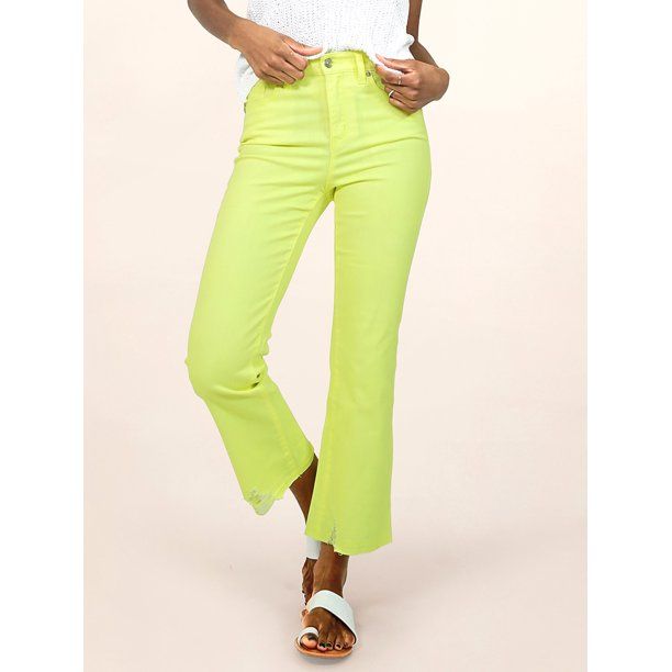 Scoop Women’s Crop Flare Destructed Hem Neon Colored Jeans | Walmart (US)