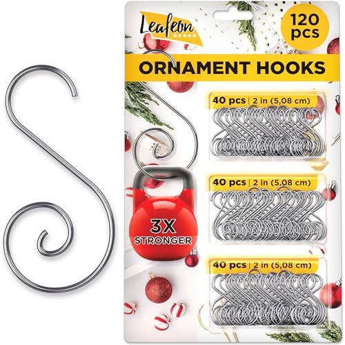 120 Pack Christmas Ornament Hooks – Perfect Ornaments Hooks for Christmas Tree Decoration – Silver S-Shaped Christmas Ornament Hangers | Amazon (US)