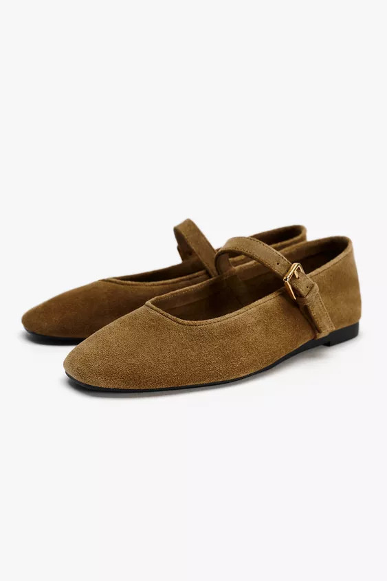 SPLIT SUEDE BALLERINAS | Zara UK