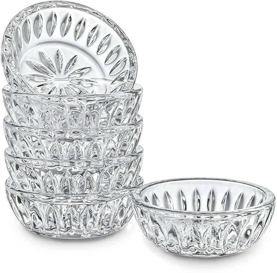 kanpura Set of 6 Clear Glass Dipping Bowls Set, Crystal Condiment Dishes Serving Bowls Buffet Ser... | Amazon (US)
