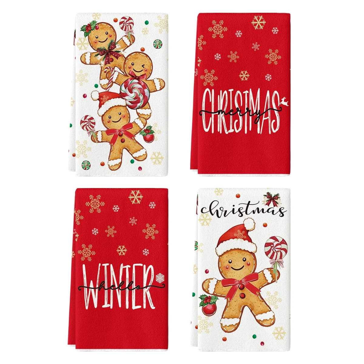 Sm:)e Gingerbread Candy Merry Christmas Kitchen Towels Dish Towels, 18x26 Inch Holiday Holly Xmas... | Walmart (US)