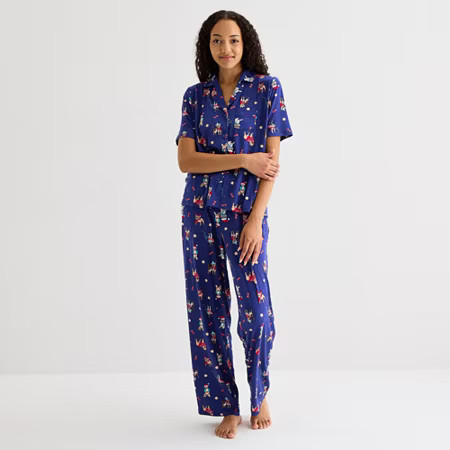 Sleep Chic Womens Short Sleeve 2-pc. Pajama Sets, Xx-large, Blue | JCPenney
