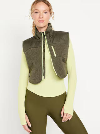 Cropped Hybrid Zip Vest for Women | Old Navy (US)