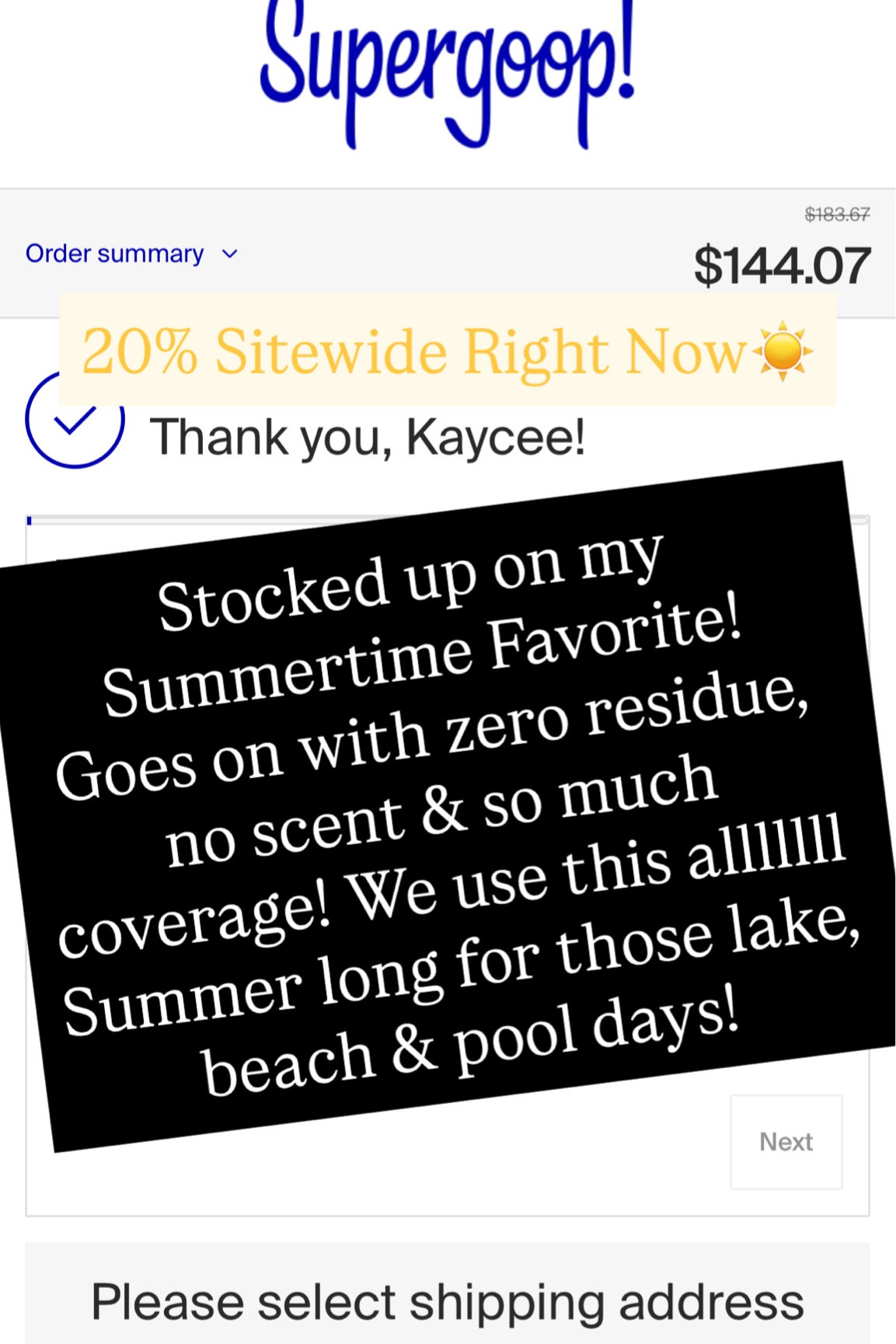 @Supergoop! Just stocked up on my Summertime favorite! 20% off sitewide right now. I love the unseen sunscreen! Give it a try if you haven’t already! Thank me later☀️☀️☀️☀️☀️☀️

#LTKselfcare #LTKSwim #LTKSeasonal