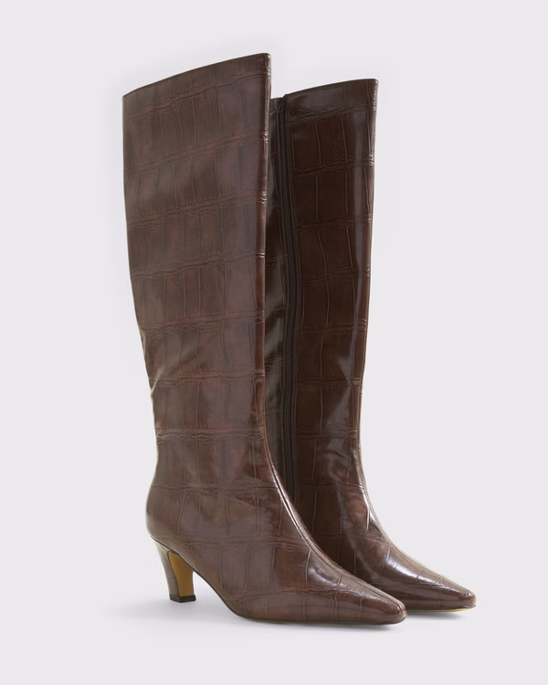 Women's Vegan Leather Kitten Heel Boots | Women's Shoes | Abercrombie.com | Abercrombie & Fitch (US)