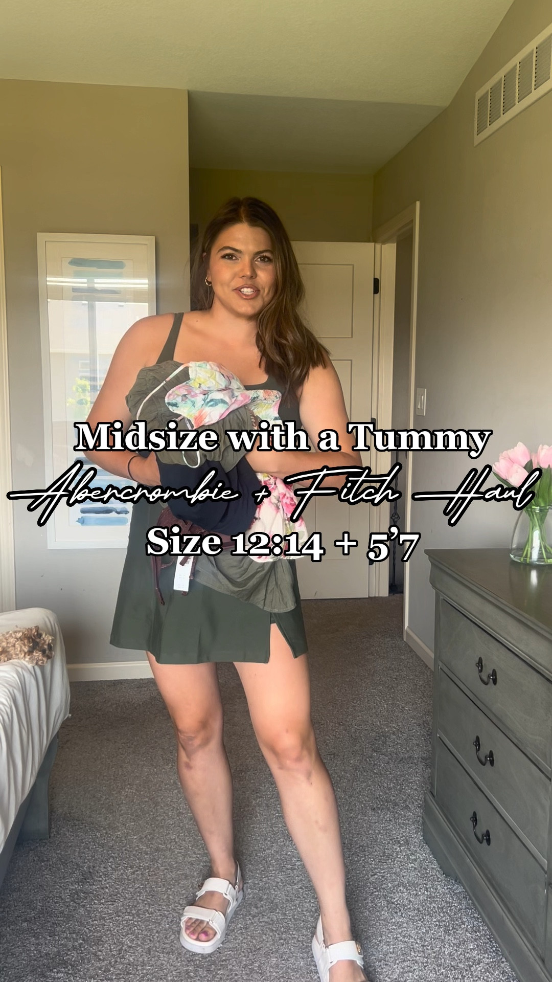 Abercrombie haul! I got a mix of an athletic dress, wedding guest dress or date night appropriate dress, plisse, comfy slip on shorts, and a shimmer swimsuit top! Everything is size LARGE 🫶🏼

#LTKstyletip #LTKunder50 #LTKcurves