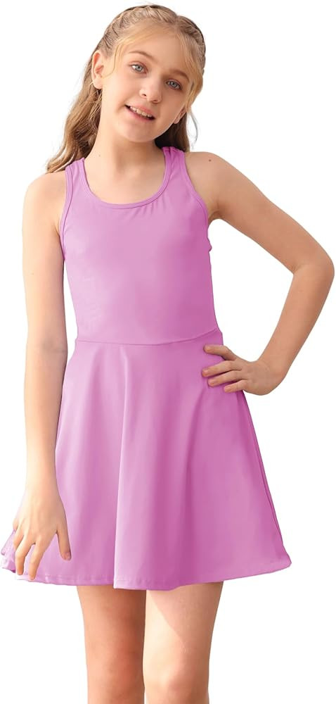 Haloumoning Girls Sleeveless Tennis Dress Kids Racerback Golf Dress School Sports Dresses Outfit ... | Amazon (US)