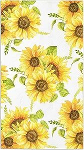 Gift Boutique 100 Floral Sunflower Guest Napkins Disposable Paper Spring Yellow Sunflowers Dinner... | Amazon (US)