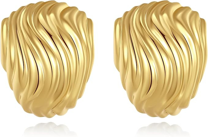 Anten Pink Big Chunky Gold Earrings for Women Trendy Statement Drop Stud, Hypoallergenic Vintage ... | Amazon (US)