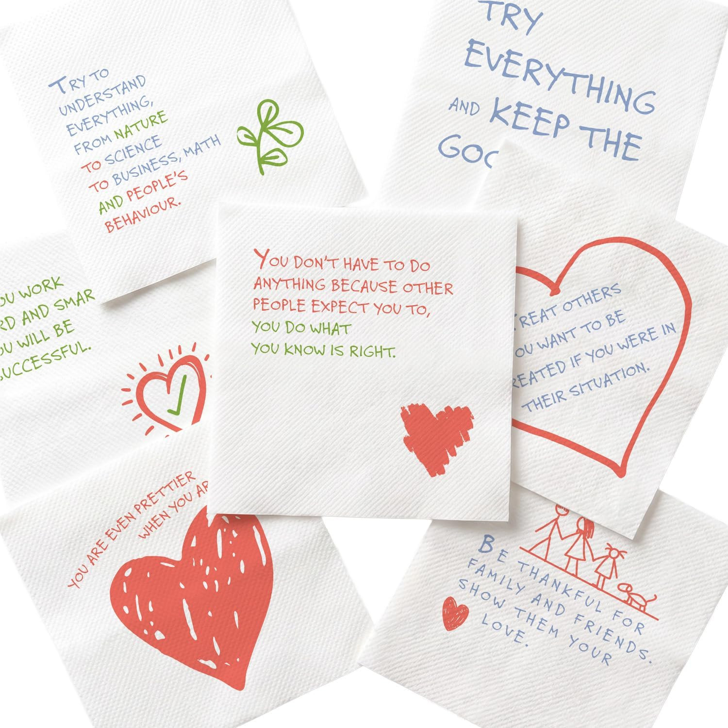 Tiny Truths Lunch Notes for Kids - 50 Motivational Affirmations for Emotional Intelligence on 3-Ply Highly Absorbent Paper Napkins for Lunch Boxes & School | Amazon (US)