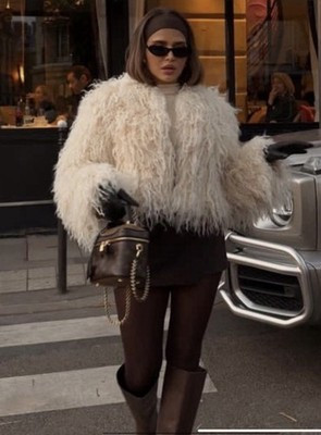 ZARA WOMAN Trended SHORT FAUX FUR COAT JACKET ECRU Ref:6318/265S ize S NWT | eBay | eBay US