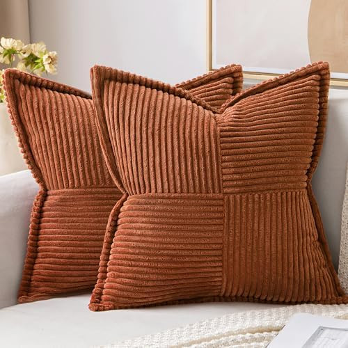 MIULEE Dark Rust Fall Decorative Throw Pillow Covers for Couch Bed Livingroom 18x18 Inch Set of 2... | Amazon (US)