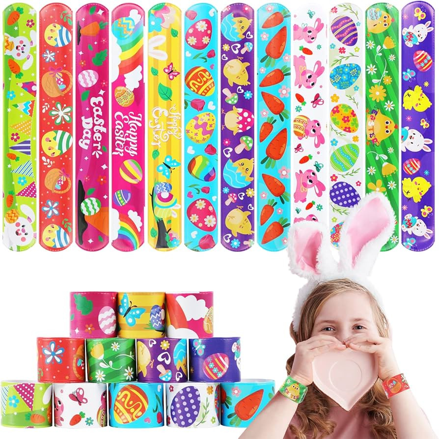 CCINEE 48pcs Slap Bracelets for Kids, Wristband Party Favors Snap Bracelets Bulk Toys Easter Wris... | Amazon (US)