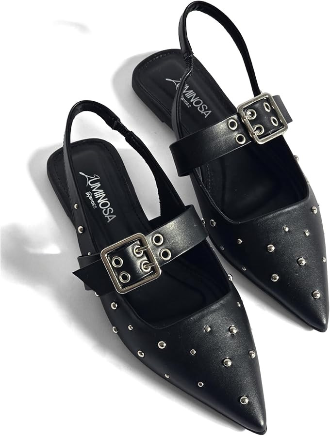 LUMINOSA Women’s Pointed-Toe Slingback Flats with Adjustable Strap | Amazon (US)