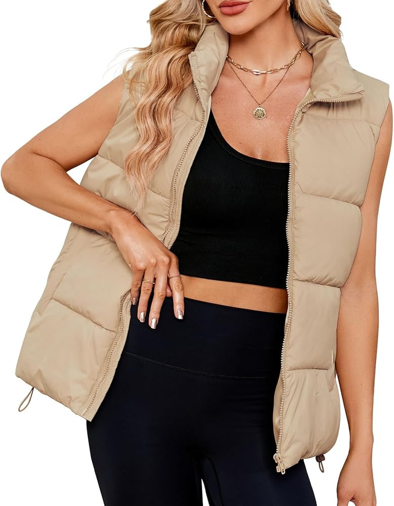 Century Star Puffer Vest for Women's Outerwear Vests Puffy Oversized 2024 Quilted Vest Tops Jacke... | Amazon (US)