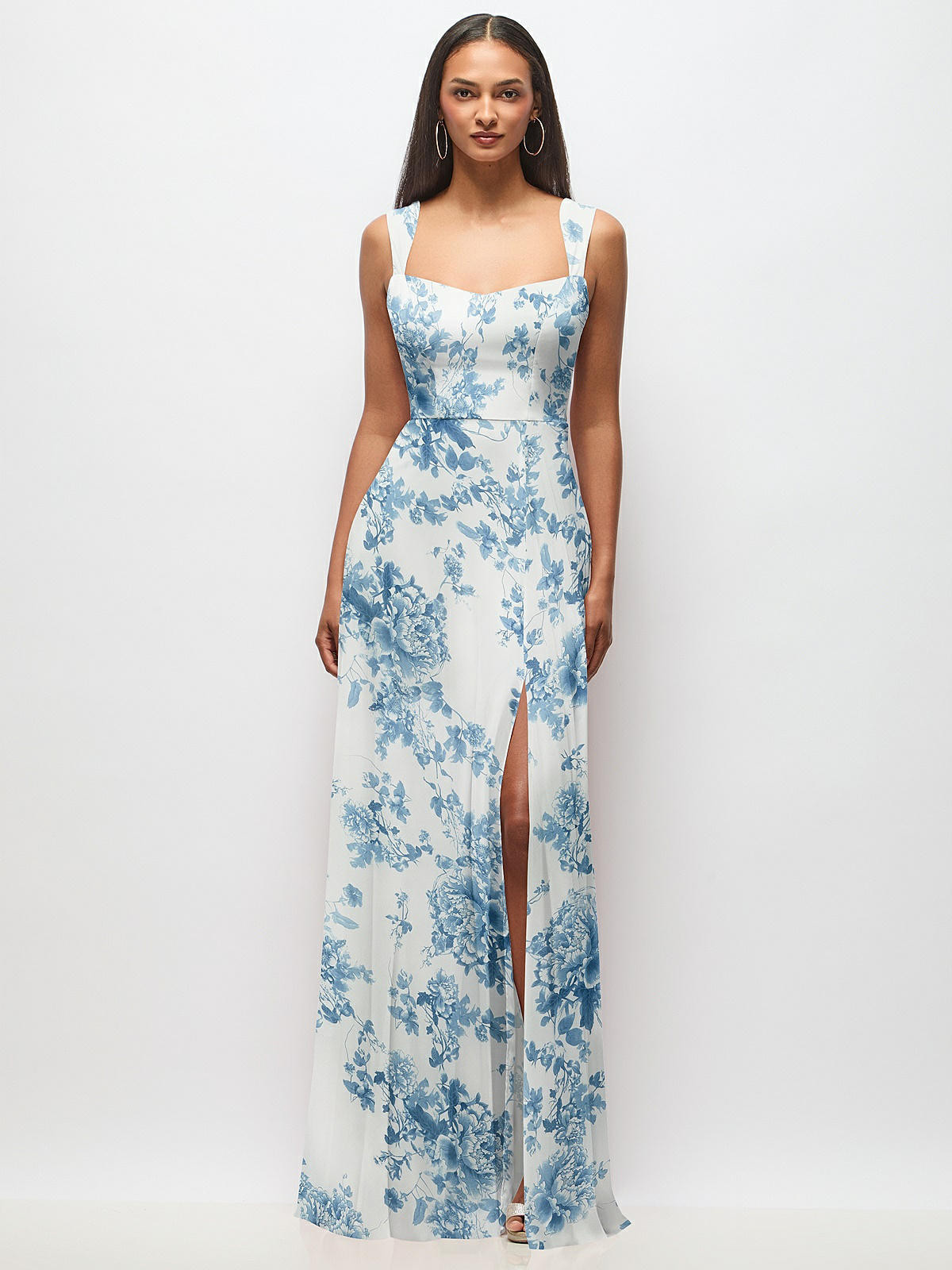 Contoured Wide Strap Sweetheart Maxi Dress | The Dessy Group