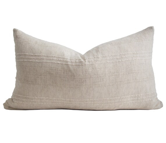 Natural Beige Hmong Embroidered Stripe Cushion Cover Neutral | Etsy | Etsy (UK)