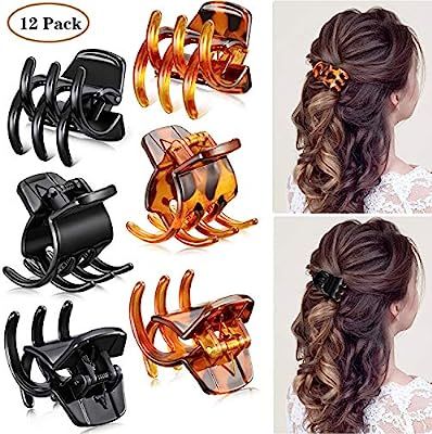 12 Pieces Hair Claw Clips Medium Size Hair Claws 1.3 Inch Hair Jaw Clip Claw Clip Grip for Women ... | Amazon (US)