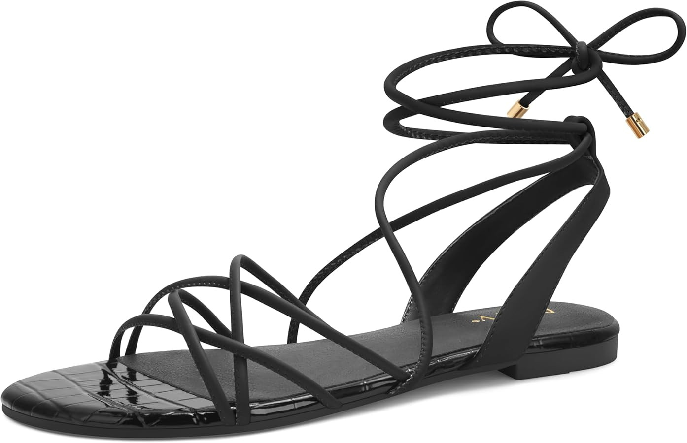 PARTY Women's Strappy Sandals Gladiator Lace Up Flats Summer Wrap Open Toe Tie Up Shoes | Amazon (US)