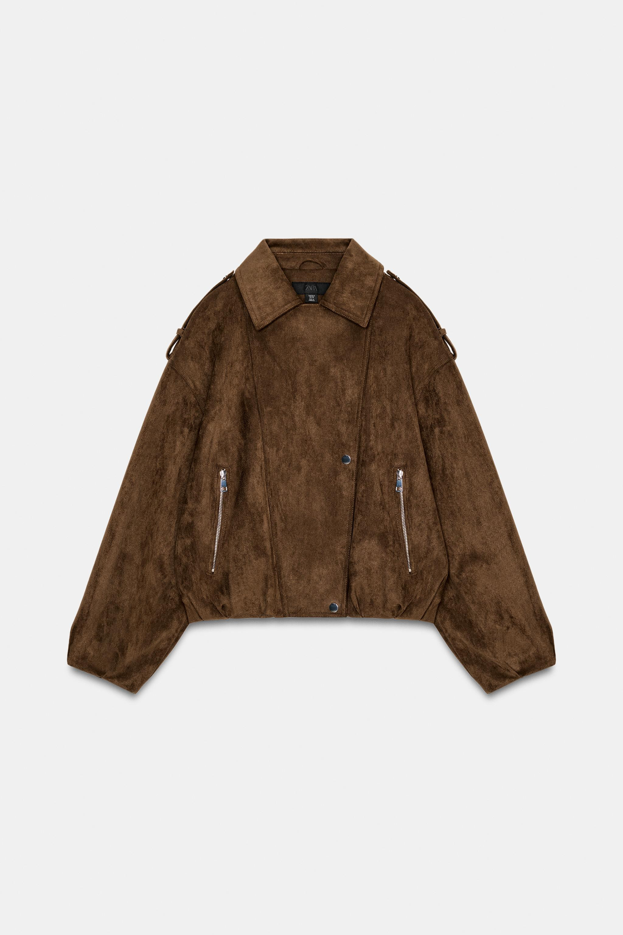 OVERSIZED FAUX SUEDE BIKER JACKET | Zara US