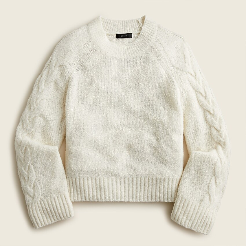 Cashmere bouclé cable-sleeve sweater | J. Crew US