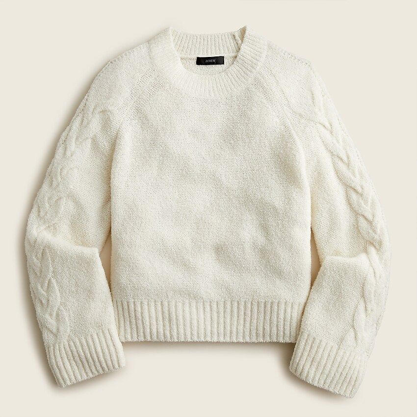 Cashmere bouclé cable-sleeve sweater | J.Crew US
