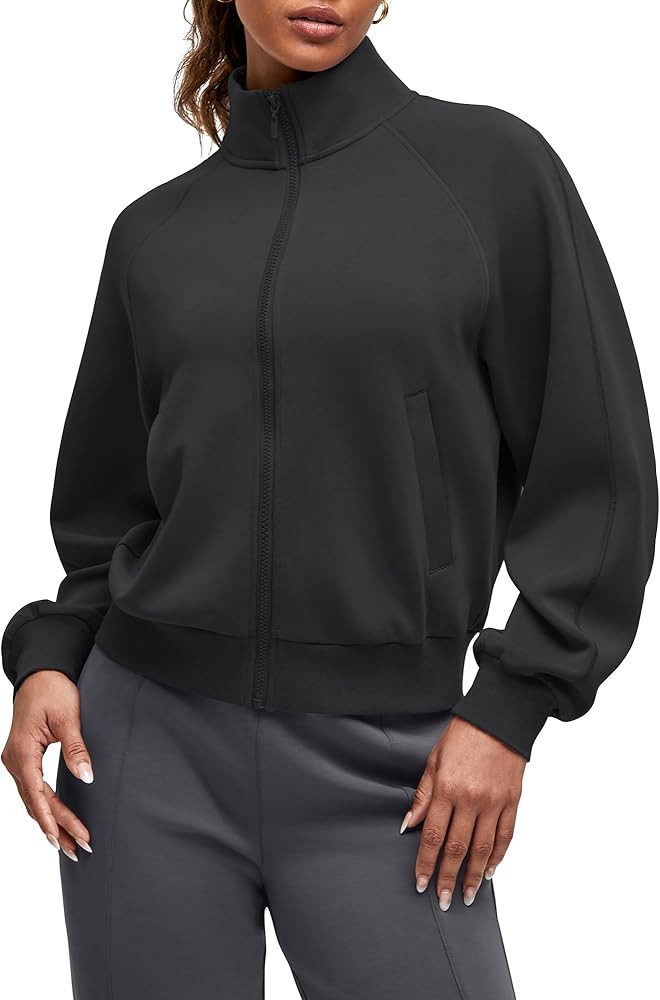 G4Free Smoofit Modal Soft Women's Zip Up Jackets Loose Fit Mock Neck Casual Tops with Pockets | Amazon (US)