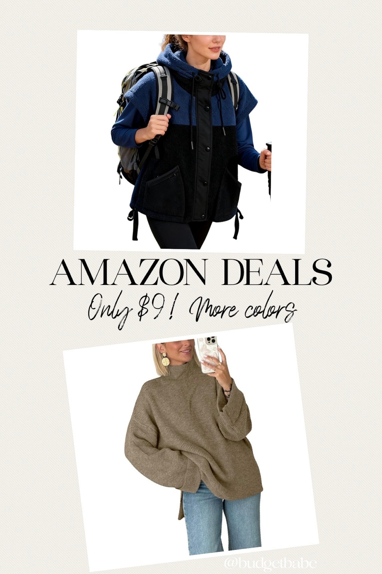 Amazon fleece vest (FP look for less) and turtleneck sweater now in deal for just $9.99 each, no code needed! #amazonfinds 

#LTKFindsUnder50 #LTKSaleAlert