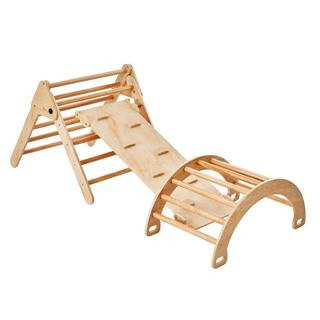 Pikler Triangle Set, 5 in 1 Toddler Climbing Toys Indoor Playground, Ramp and Arch, Montessori Climbing Set, Wood | The Home Depot