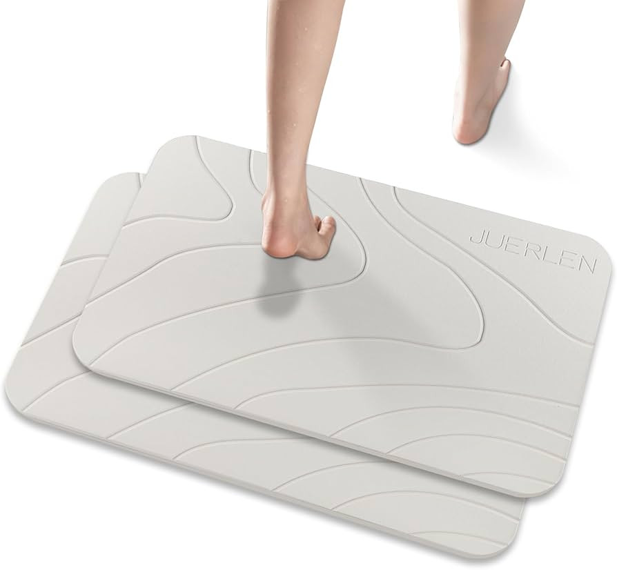 2 Pack Diatomaceous Earth Shower Mat, Stone Bath Mat, Nonslip Super Absorbent Fast-Drying Hard Ba... | Amazon (US)