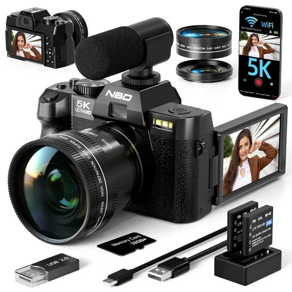 NBD S110 5K Digital Camera for Photography, 48MP Autofocus Vlogging Camera with 32GB TF Card, Bla... | Walmart (US)