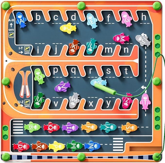 Magnetic Alphabet Maze,Montessori Magnetic Maze Board (Airplane) | Amazon (US)