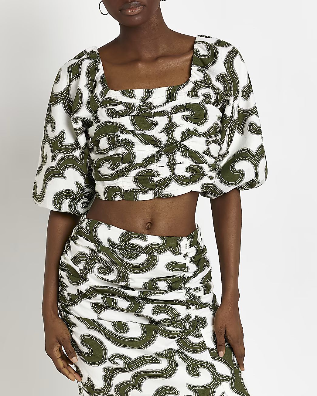 Green printed crop top | River Island (UK & IE)