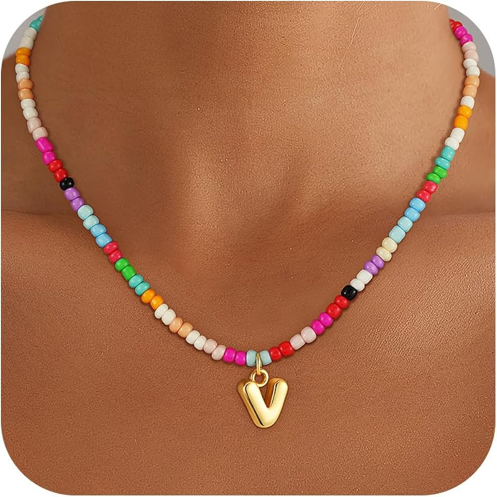Valentines Day Gifts for Kids Teen Girls Women - Bubble Colorful Initial Necklaces for Teen Girl ... | Amazon (US)