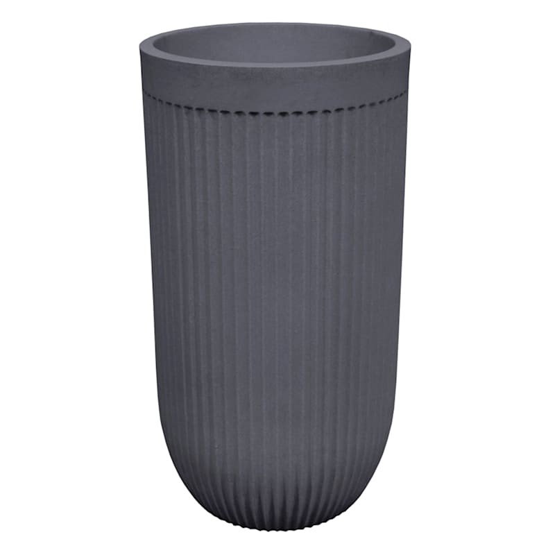 Tall Fluted Charcoal Grey Planter, 33" | At Home