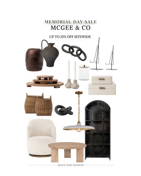 McGee & Co Memorial Day sale up to 25% off sitewide 

Home decor. Organic modern. Neutral decor. Shelf decor. Arch cabinet. Boucle chair. Swivel chair. Arm chair. Living room furniture. Dining room. Dining room furniture. Wood tray. Summer decor. Kitchen decor. Coffee table. Vase. Pot  

#LTKFind #LTKsalealert #LTKhome