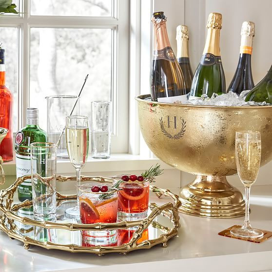 Gold Bamboo Mirror Bar Tray | Mark and Graham | Mark and Graham