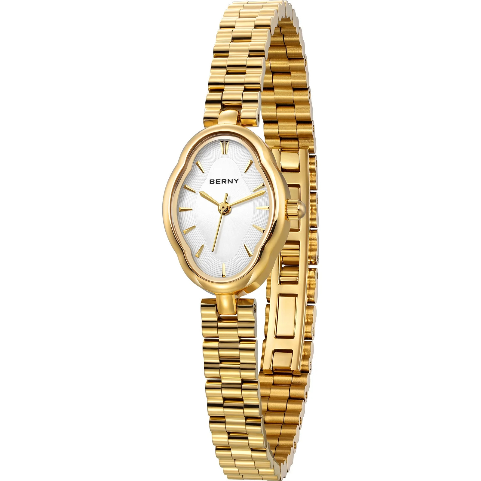 BERNY Small Gold Watches for Women, Dainty Luxury Irregular Oval Dial, Stainless Steel Bracelet W... | Walmart (US)