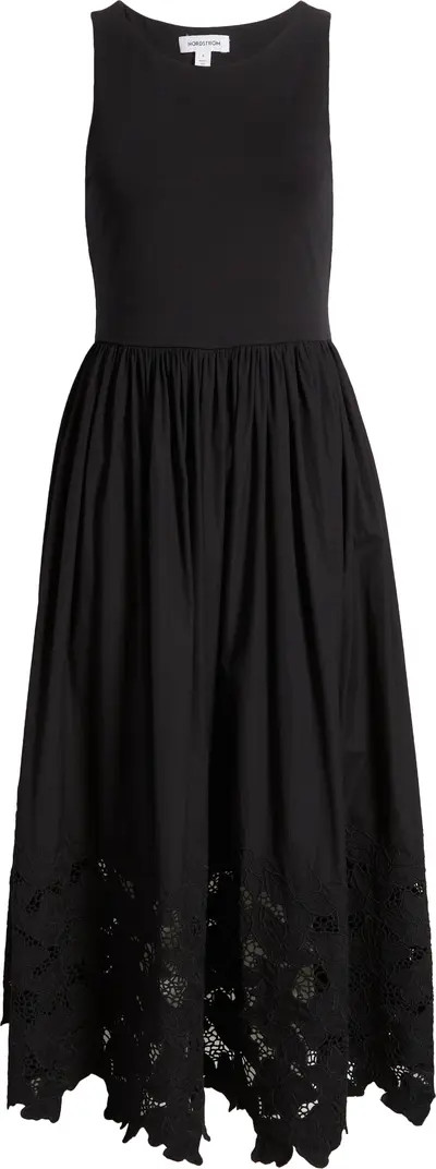Nordstrom Embroidered Sleeveless Mixed Media Dress | Nordstrom | Nordstrom
