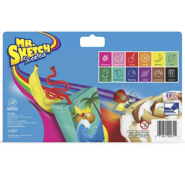 Mr. Sketch Scented Markers, Chisel Tip, Assorted Colors, 12 Count | Walmart (US)