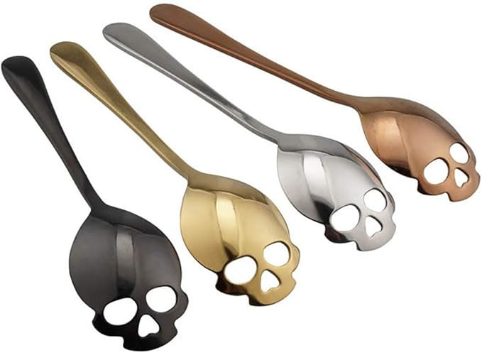 Wahdawn Cool Stainless Steel Skull Spoons Tableware for Coffee Tea Sugar Christmas Gifts, Set of ... | Amazon (US)