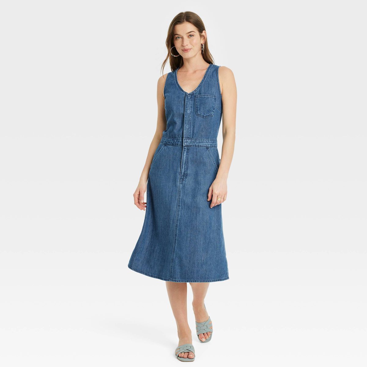 Women's Denim Midi Dress - Universal Thread™ Sky Blue 4 | Target