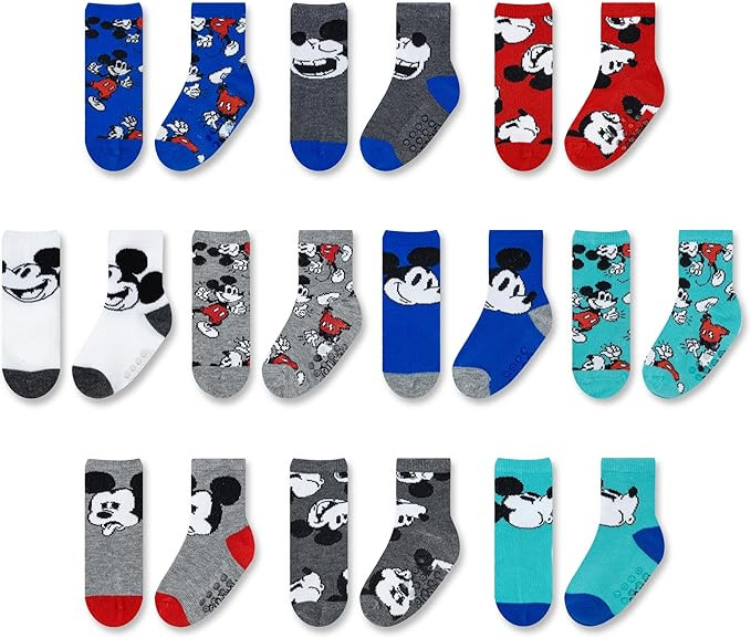 Mickey Mouse Infant Socks - 10 Pack with Anti-Slip Grippers for Ages 6-24 Months | Amazon (US)