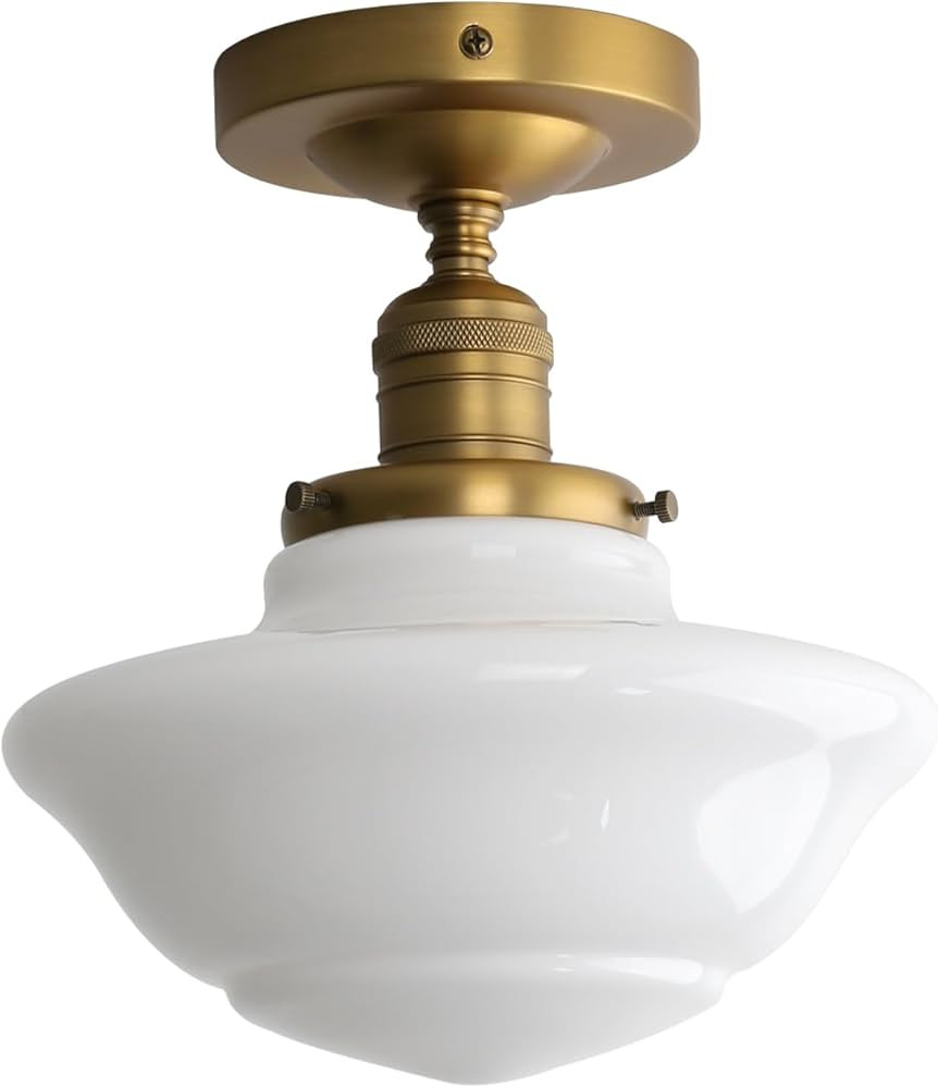 Pathson Vintage Flush Mounted Ceiling Lighting with Milk White Glass Shade, Mid-Century Style Cei... | Amazon (US)