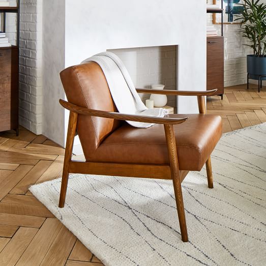 Mid-Century Leather Show Wood Chair | West Elm (US)