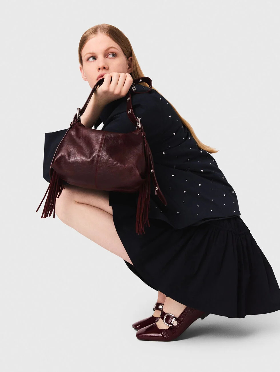 Crackled leather Miss M bag Brown for Women | Maje | Maje US