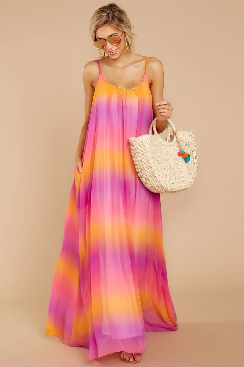 Something About It Maxi Dress In Fuchsia Orange | Red Dress 